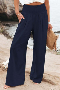 Quinley - Leinenhose mit Stretch in Marineblau