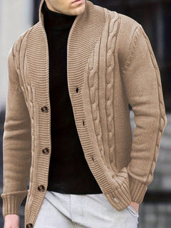 Victor | Zopfstrickjacke mit Knöpfen in Beige