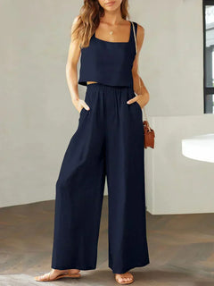 Scarlett | Set aus Top und Hose in Marineblau