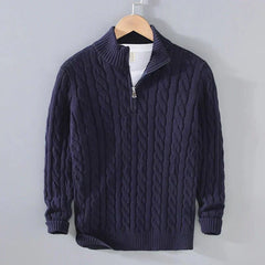 Adam | Eleganter Pullover mit halbem Reißverschluss in Marine