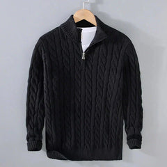 Adam | Eleganter Pullover mit halbem Reißverschluss in Schwarz