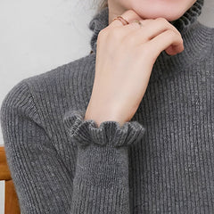 Alva - Stilvoller Damenpullover mit Rollkragen in Grau