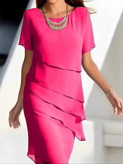 Raleigh - Elegantes Abendkleid aus Chiffon für Damen in Rosenrot