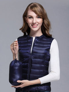 Ärmellose Daunenjacke für Frauen - Annett in Marineblau