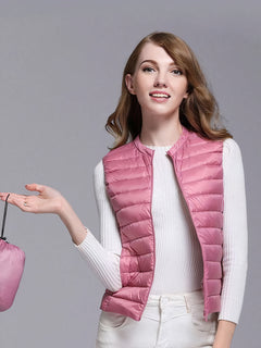 Ärmellose Daunenjacke für Frauen - Annett in Rosa