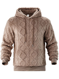 Men's Casual Sports Fleece-lined Hoodie in Apricot
