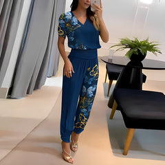 Alexandra | Trendiges Set mit Bluse und Hose in Blau
