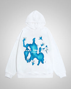 Andrew| Herren Oversized Bedruckter Hoodie in Weiß