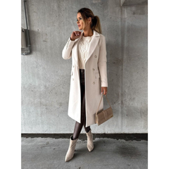 Annika | Langer Trenchcoat Wintermantel in Beige