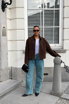 CYNTHIA - Jacke aus Kunstleder in Mockabraun