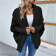Atmungsaktive, lockere Strickjacke - Erika in Schwarz