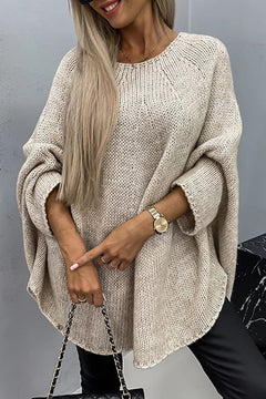 Vida - Bequemer Strickpullover mit Rundhalsausschnitt in Beige