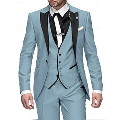 Antonio | 3-teiliges Leinenset für Herren – Blazer, Weste & Hose in Himmelblau