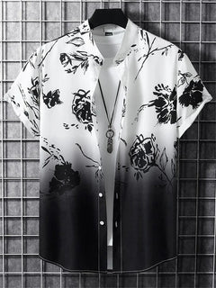 Tropisches 3D-Blumen-Hawaii-Hemd – Stil und Komfort in einem in Weiß Schwarz