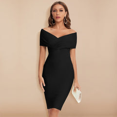 Nika - Schulterfreien Bandagenkleid in Schwarz