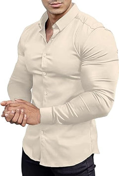 Gideon - Slim-Fit Herrenhemd für Frühling 2025 in Beige