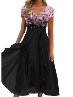 Bequemes geblümtes Sommerkleid - Liselotte in Schwarz