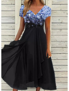 Bequemes geblümtes Sommerkleid - Liselotte in Blau
