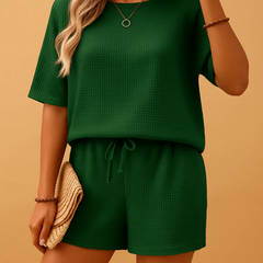 Bequemes Loungewear-Set für Damen | Kurze Hose und Oberteil in Grün