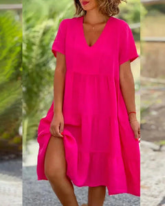 Bequemes Midikleid für den Sommer  - Benedikta in Rosa