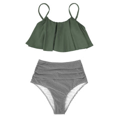 Laura® | Bunter Bikini mit Rüschen in Grün