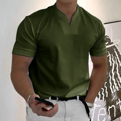 Bjarne | Herren T-Shirt Mit V-Ausschnitt Schlicht Freizeit in Grün