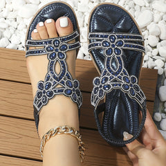 Boho-inspirierte Damen-Sandalen für den Sommer - Mariska in Blau