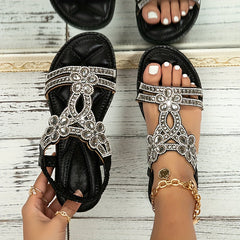 Boho-inspirierte Damen-Sandalen für den Sommer - Mariska in Schwarz