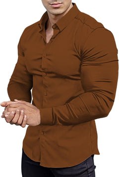Gideon - Slim-Fit Herrenhemd für Frühling 2025 in Braun