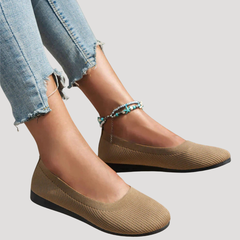 Brunhilde | Damen Gestrickte Slip-On Ballerinas in Khaki