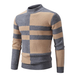 Bunter Rollkragenpulli - Benjamin in Grau - Khaki