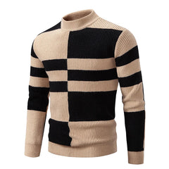 Bunter Rollkragenpulli - Benjamin in Khaki - Schwarz