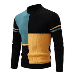 Bunter Rollkragenpulli - Benjamin in Schwarz - Grün - Gelb