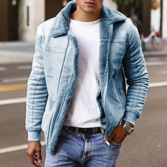 Herren Jahrgang Bomber Jacke | Warme in Hellblau