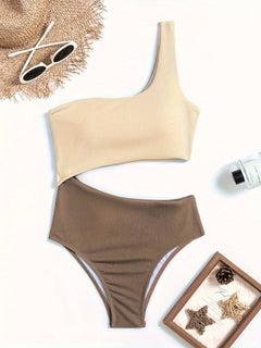 Katrina® | Asymmetrische High-Cut-Badeanzüge in Kaffee