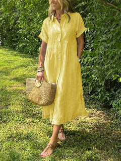 Helga | Komfortables Maxi-Hemdkleid mit weichem Griff in Gelb