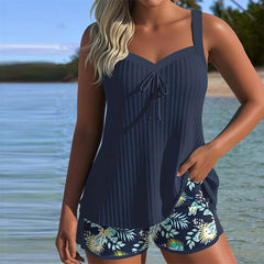 Clara | Floral Tankini Set mit Blütenmuster in Marineblau