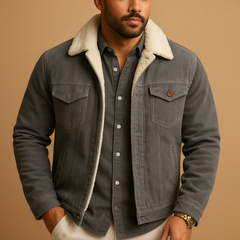 Corduroy Herrenjacke mit modernem Schnitt für Herren | Daan in Grau