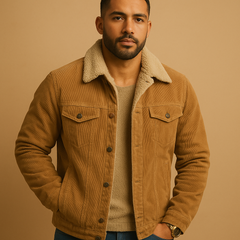 Corduroy Herrenjacke mit modernem Schnitt für Herren | Daan in Kaffee