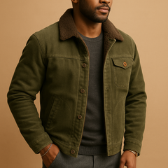 Corduroy Herrenjacke mit modernem Schnitt für Herren | Daan in Grün