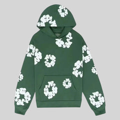 Cornelia | Damen Lässiger Blumenprint Hoodie in Grün