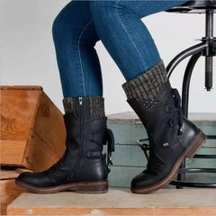 Stiefelette Damen Winter Komfort | Rutschfest Warm Gefüttert in Schwarz