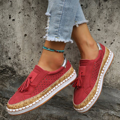 Tasselina™ – Stilvolle Damen Loafer mit dekorativen Quasten in Rot