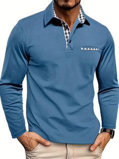 Van Laar – Poloshirt mit langen Ärmeln in Hellblau