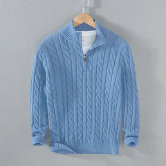 Adam | Eleganter Pullover mit halbem Reißverschluss in Hellblau