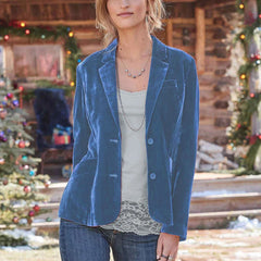 Damen Blazer Jacken aus Samt - Swayze in Blau