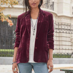 Damen Blazer Jacken aus Samt - Swayze in Weinrot