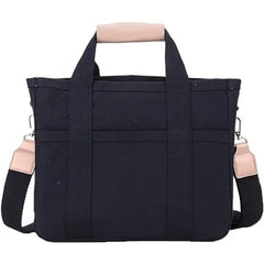 Elfriede | Damen Canvas Tote Bag Groß Mehrtaschen Crossbody Shopper in Schwarz