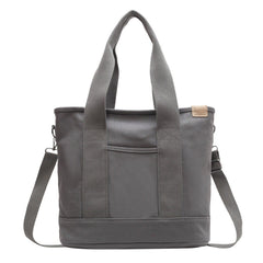 Mia | Damen Canvas Tote Bag Multifunktionale Schultertasche mit Schultergurt in Grau