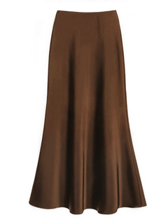 Damen eleganter Maxirock | Lang in Dunkelbraun
